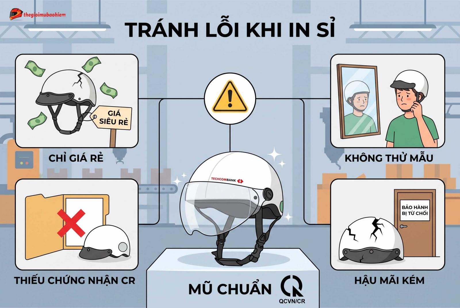 Những lỗi sai cần tránh khi in mũ bảo hiểm giá sỉ